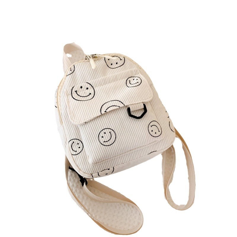 2024 New single-shoulder and double-shoulder style outdoor fresh and sweet smiling face mobile phone, loose change bag, corduroy handbag Item Picture