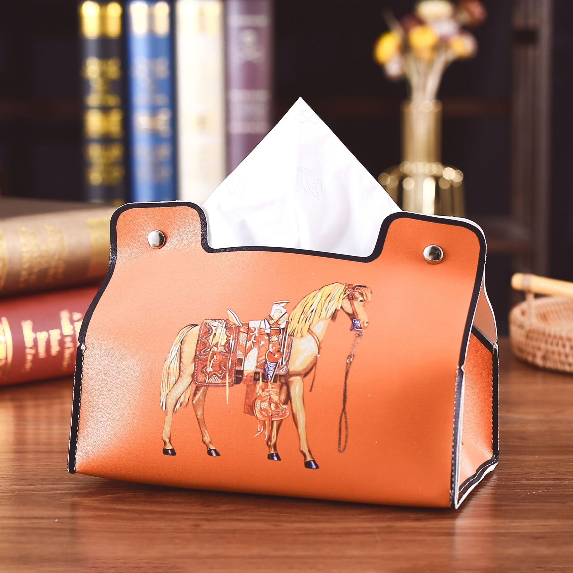 Retro Roman series furniture, tissue box, desktop, bedroom, room, coffee table, tissue box, leather, car universal storage Application Scenario