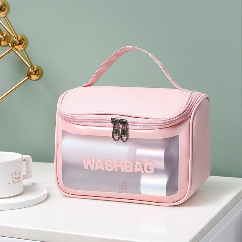 Carefully selected pu flip-top cosmetic bags, large-capacity hand-held toiletry bags, high appearance level portable storage bags, and high-end storage bags details Picture