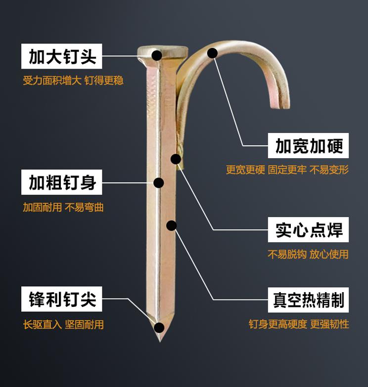 Cement nails, steel nails, water pipe hook nails, 4-point hook nails, water pipe fixing hook nails, wire pipe nails, pipe clamps, hook nails, code nails, structure d full figure