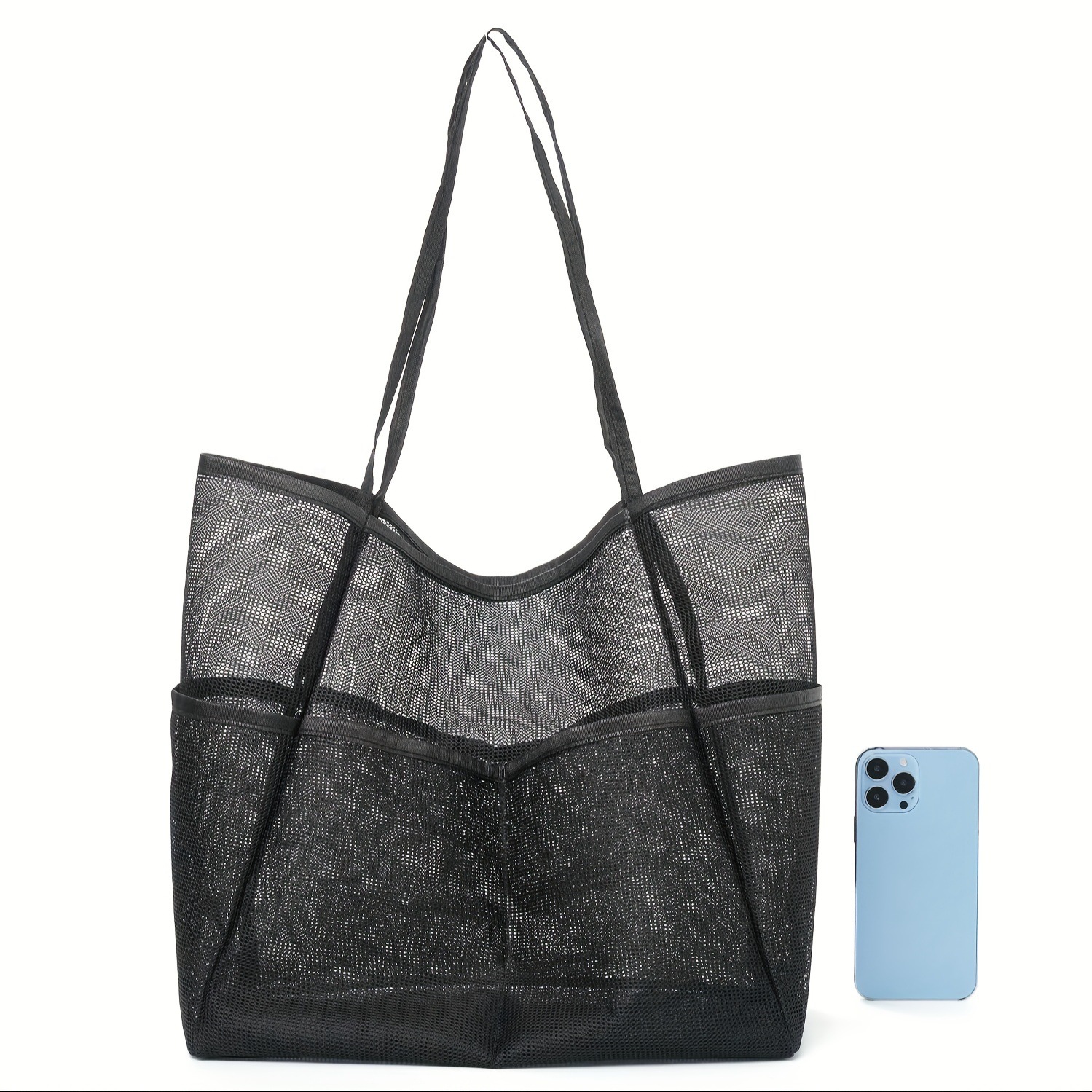 Beach bag, Amazon mesh single-shoulder handbag, for men and women to carry out for washing, swimming and clothing storage Item Picture