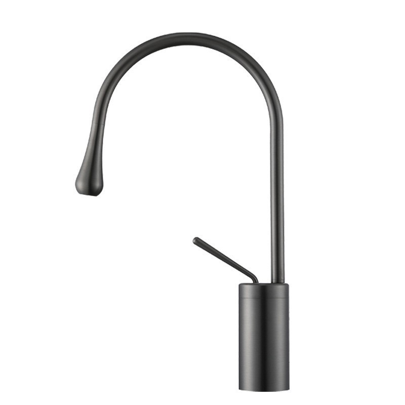 Artistic basin copper water drop countertop basin, high-chromium black and white brushed gold washbasin, cold and hot water faucet source manufacturer Specification drawing