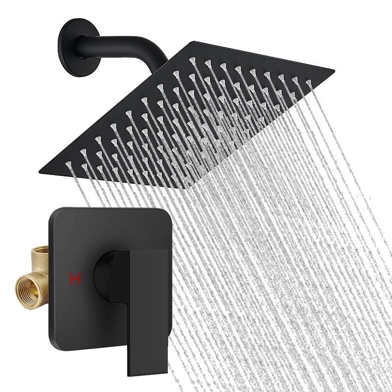 Cross-border concealed shower head, built-in shower set, wall-mounted pre-embedded cold and hot water mixing valve, stainless steel shower head Specification drawing