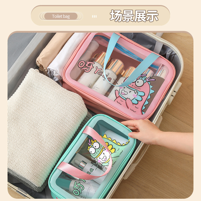 New cute and fun cartoon toiletry bag, waterproof beach swimming bag, large-capacity storage bag, TPU transparent makeup bag Application Scenario