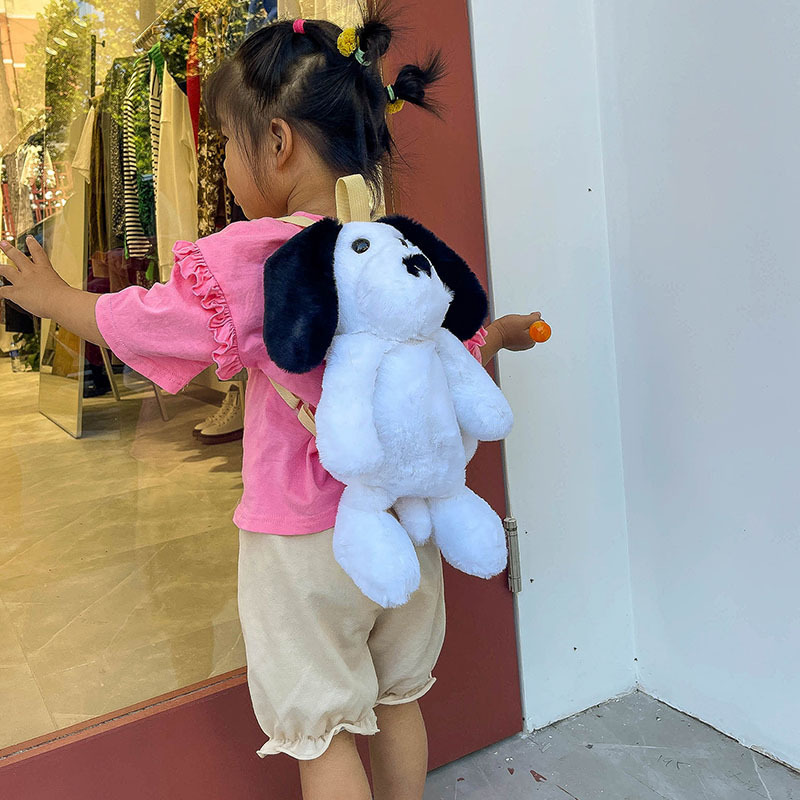 2021 New fashionable plush dog bag, women's single-shoulder backpack, crossbody bag, student cartoon handbag, cute animals details Picture