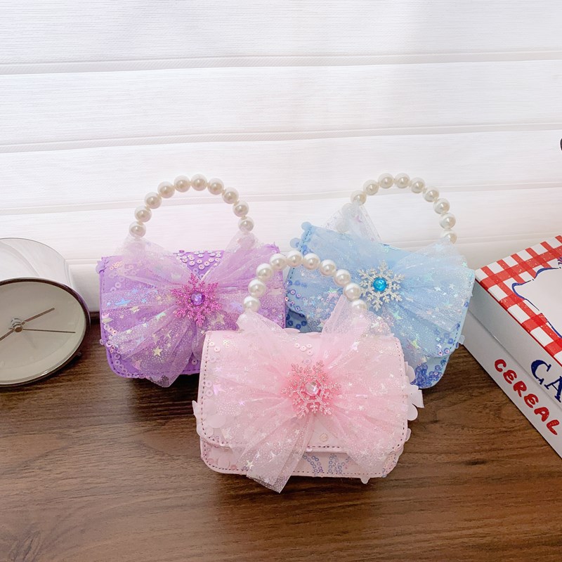 Children's pearl handbag 2025 New style Children's bag, Girls' crossbody bag, Princess accessory bag, Little Chanel style bag Specification drawing