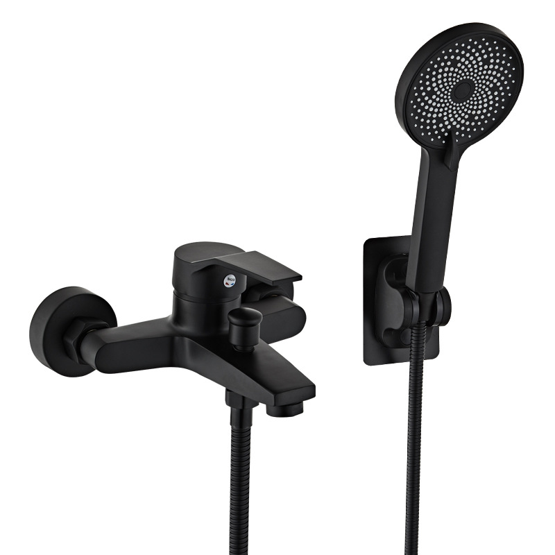 All-copper shower faucet, hot and cold water mixing valve, bathroom shower head, shower head set, Celo three-in-one bathtub faucet Item Picture