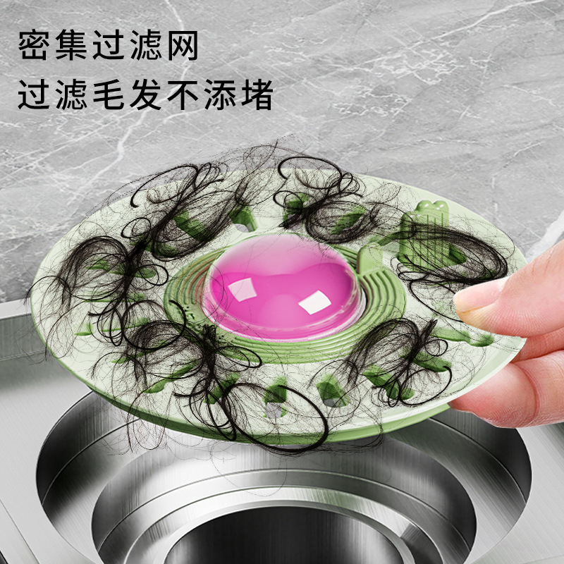 The rotating opening and closing floor drain for blocking sewers to prevent backflow of odor, universal odor prevention for bathrooms with a plug and aromatherapy floor drain cover, odor prevention device details Picture