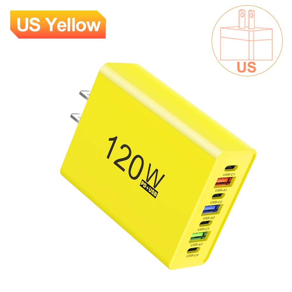 Cross-border wholesale of multi-interface mobile phone charger 4Type-c PD+3USB travel charger 4A charging head Specification drawing