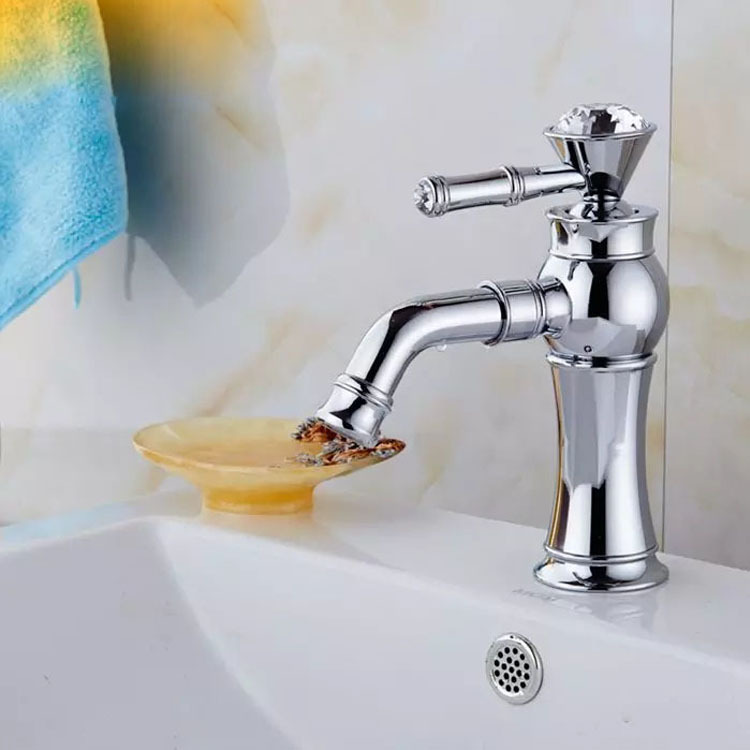 All-copper electroplated faucet, bathroom basin faucet, countertop basin faucet, hot and cold washbasin faucet details Picture