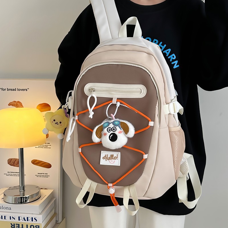 Japanese-style cute Instagram drawstring color-blocking versatile schoolbag for fourth, fifth and sixth grade junior and senior high school students, versatile backpack Application Scenario
