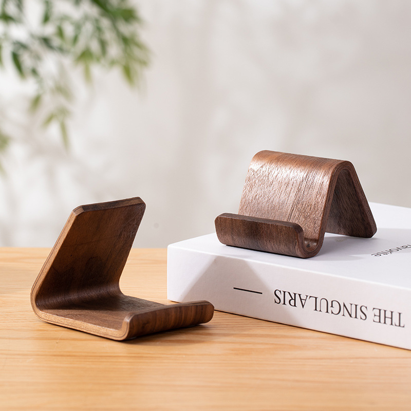 North American black walnut solid wood creative and simple mobile phone stand desktop support storage rack, universal anti-slip and rotating full figure