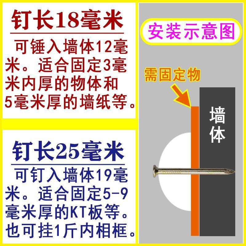Steel nails, drawing nails, door curtains, wallpaper, cement nails, wall nails, fixation magic tools, wall fabric, gauze, curtains, blankets, wall large head nails details Picture