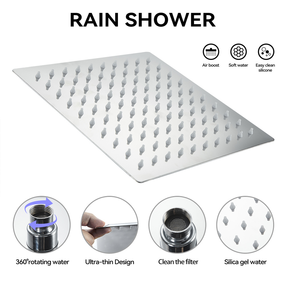 Cross-border Amazon stainless steel top spray boom multi-functional handheld shower head set, shower pressurized concealed shower head details Picture