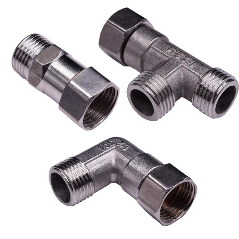 4-point stainless steel union elbow for water heater, inner and outer thread movable three-way, solar movable inner and outer thread direct Item Picture