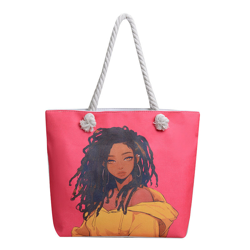 Ethnic style large hemp rope bag, double-sided embroidery with gold thread, single-shoulder bag, large capacity canvas bag, Thai tote bag Item Picture