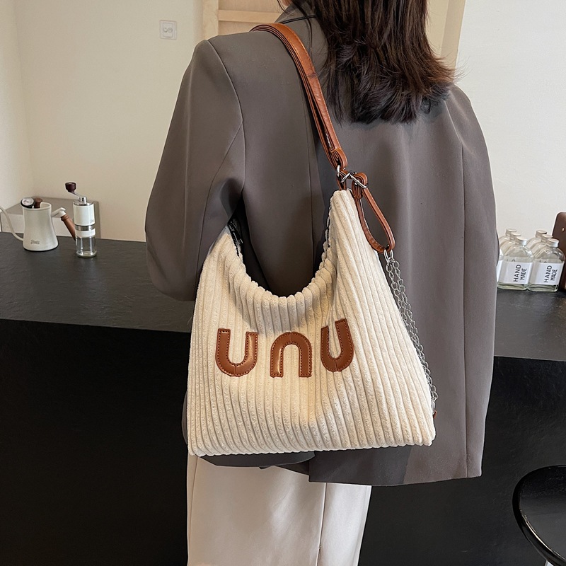 High-quality commuting large-capacity women's 2024 new winter corduroy backpack, casual single-shoulder bag, tote bag details Picture