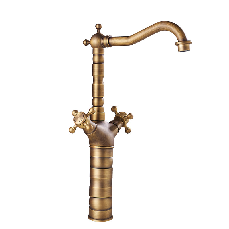 Factory wholesale brass antique faucets, cold and hot water double-handle washbasin faucets, brushed faucets Item Picture