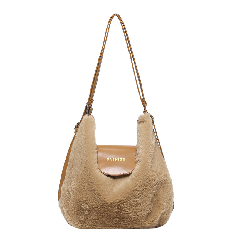 High-end plush bag for women 2024 new style, fashionable autumn and winter, large-capacity versatile backpack, high-quality commuting crossbody bag Item Picture