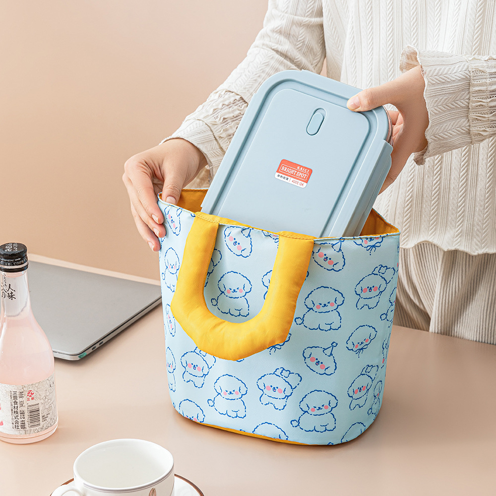 New bento bags, cute lunch bags, soft and adorable ice packs, large-capacity aluminum film insulated bags, hand-held wear-resistant lunch box bags details Picture