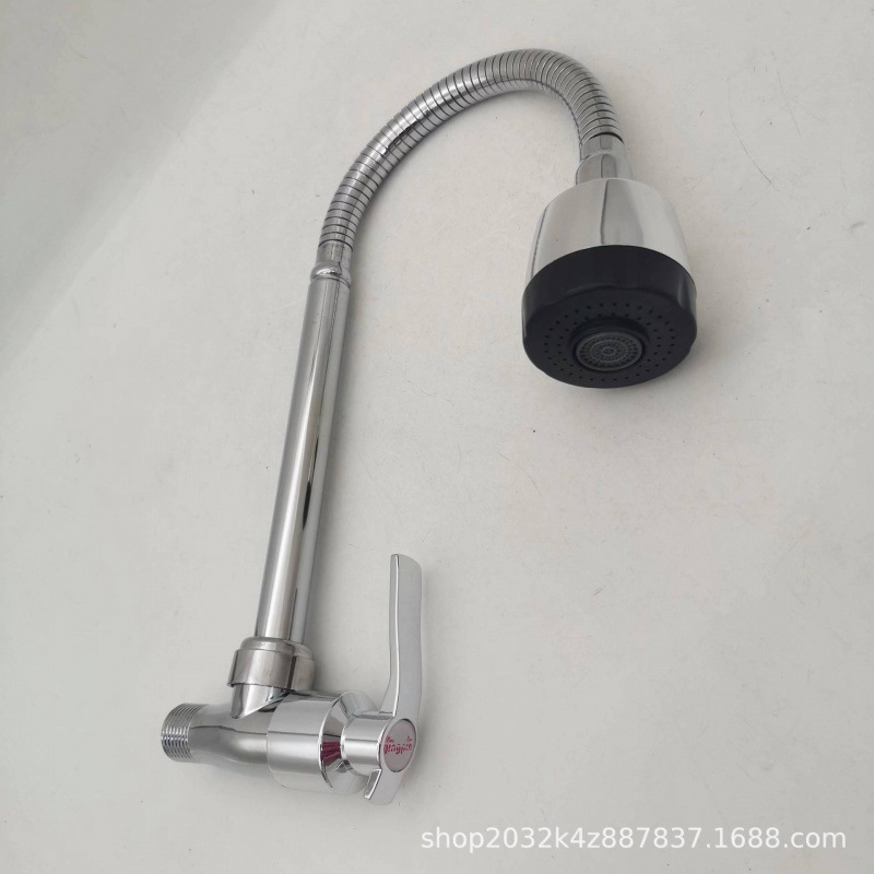 Wall-mounted faucet, kitchen wall-mounted single cooling universal sink faucet, kitchen stainless steel sink, balcony bathroom faucet Specification drawing