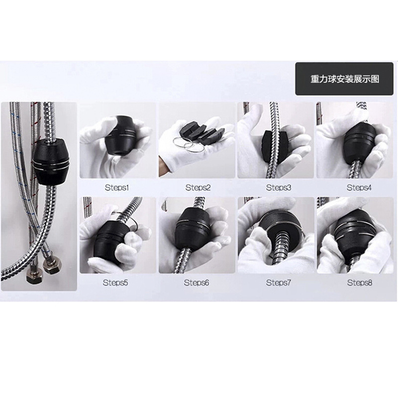 Pull-out faucet, gravity ball, black traction ball, pull-out faucet with shower head, telescopic washbasin faucet accessories Application Scenario
