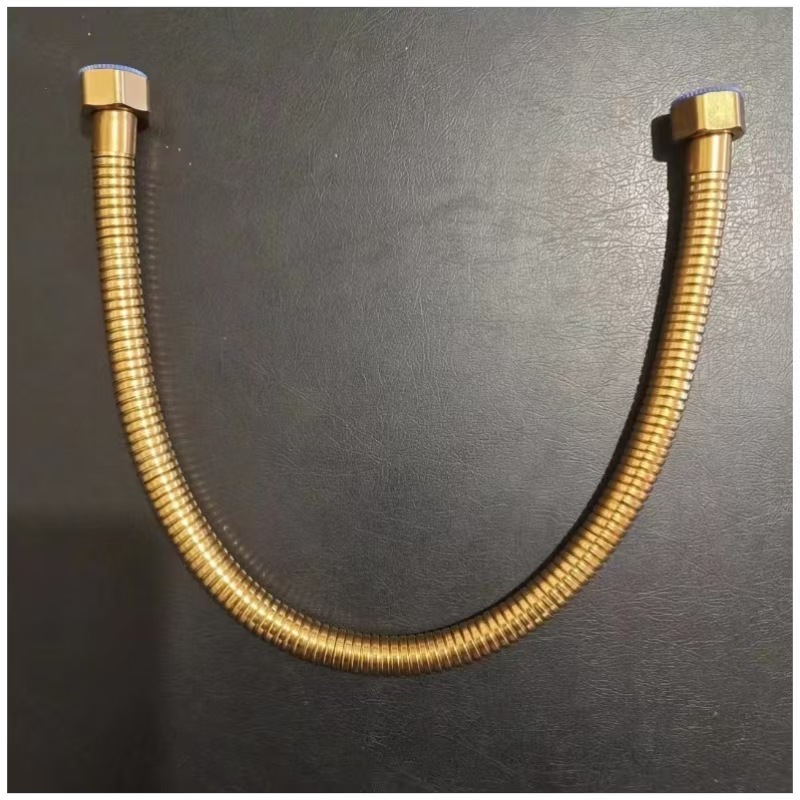 Cross-border stainless steel gold shower hose, 50CM titanium gold encrypted shower tube, double-head cap, 60CM metal tube full figure