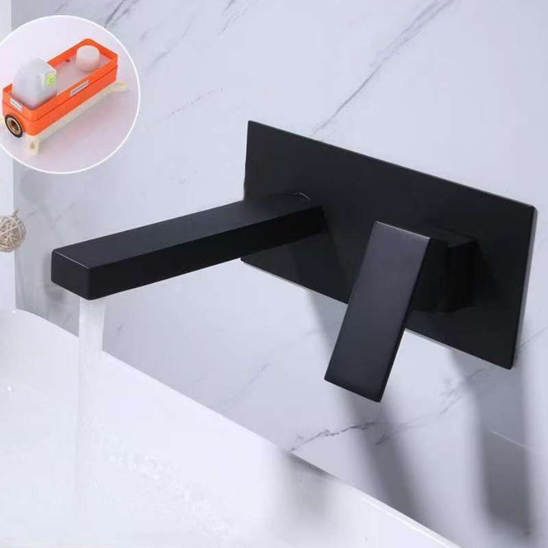 Cross-border hot-melt all-copper concealed wall-mounted basin faucet, cold and hot pre-embedded wall-mounted basin faucet full figure