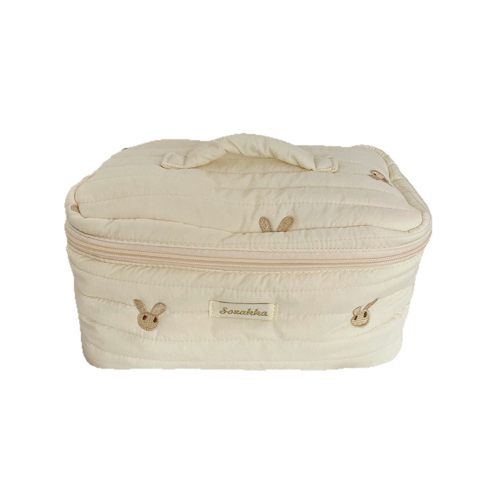 412222 Embroidered Little Rabbit Storage and Makeup Bag: Soft, large-capacity, portable travel miscellaneous storage and makeup bag Item Picture