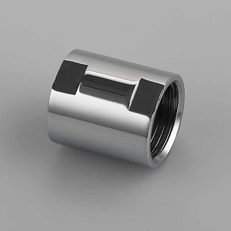 All-copper chrome-plated 4-inch straight-through round joint with internal thread adapter for water pipe 1/2 large flow straight-through external thread adapter Specification drawing