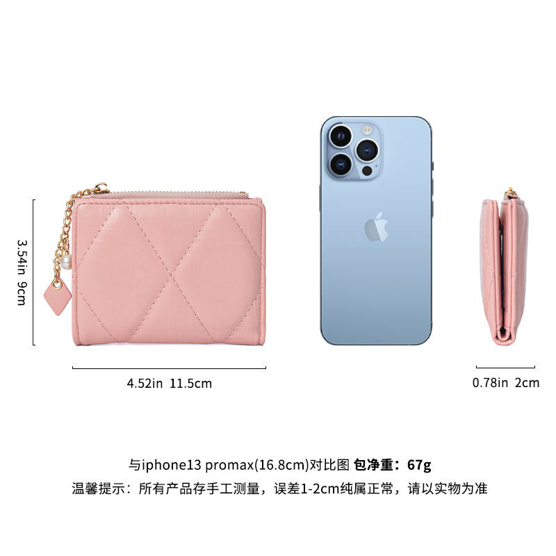 New pearl pendant ~ Simple multi-color two-fold large-capacity WALLET, new cross-border coin purse for women Application Scenario