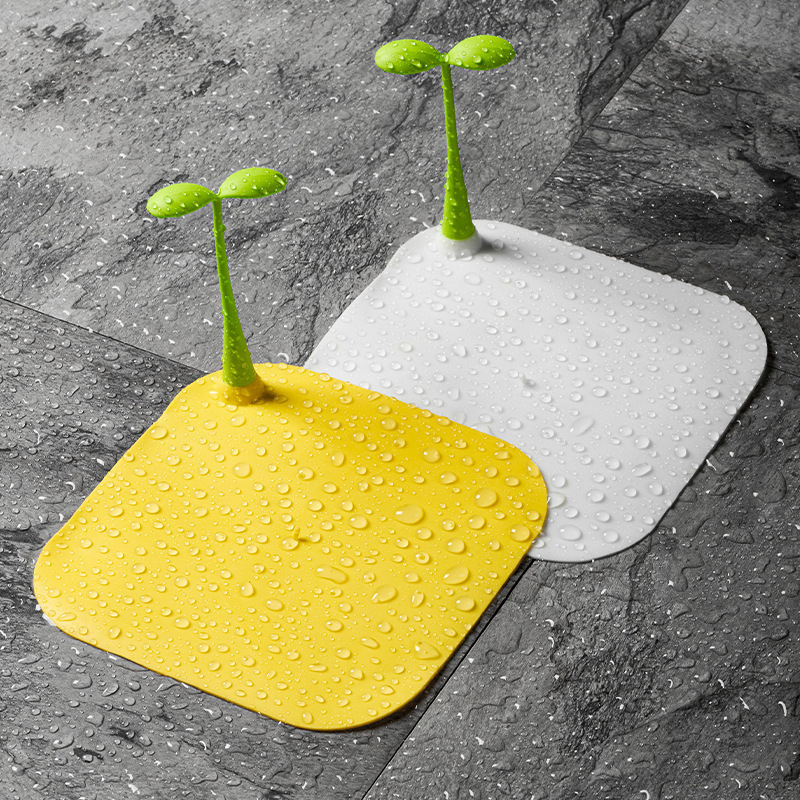 Cute bean sprout shaped floor drain, toilet floor drain, anti-insect and anti-odor cover, silicone anti-insect and anti-cross-odor floor drain cover, a magic tool full figure