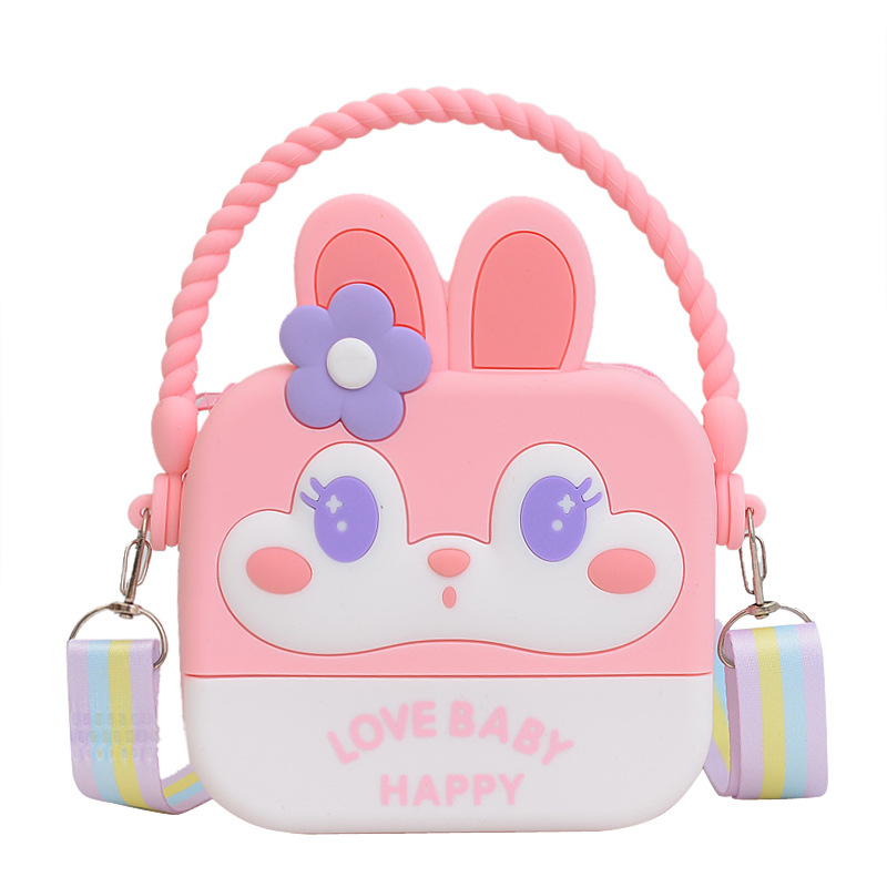 Children's silicone small bag 2023 new style single-shoulder crossbody bag, baby cute cartoon accessory bag, hand-held small square bag Item Picture
