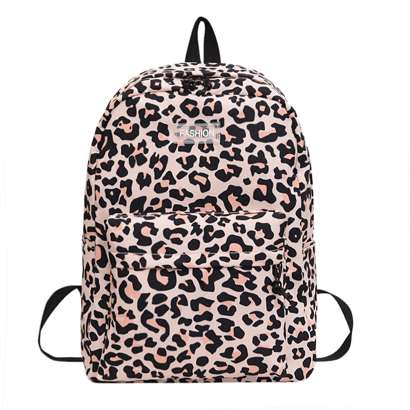 Leopard print casual bag, Japanese style soft girl, school-like large backpack, stylish and versatile, commuting single-shoulder crossbody bag Item Picture