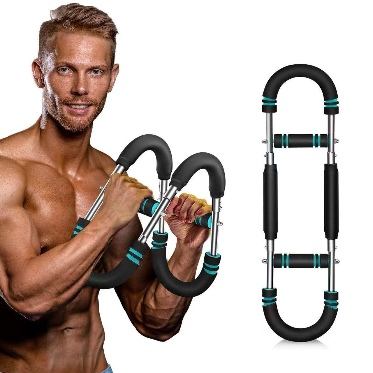 Multi-functional adjustable arm strength device, U-shaped indoor exercise and fitness equipment, wrist strength spring arm strength bar full figure