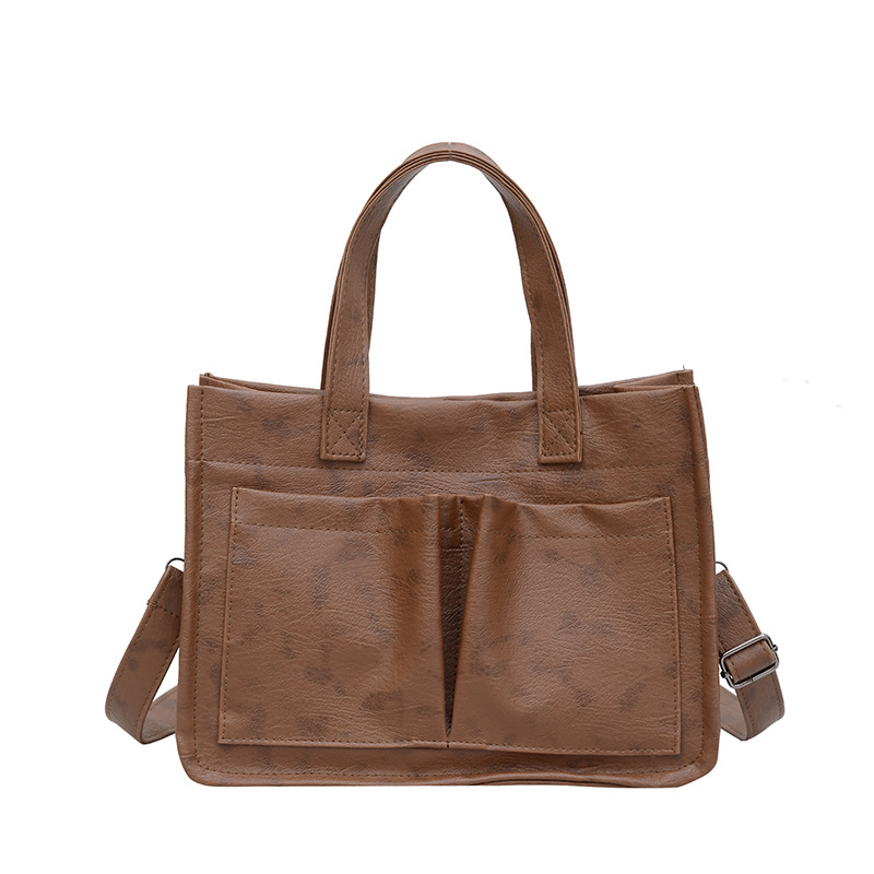The 2024 new retro and simple color-blocking single-shoulder bag for women's commuting, a versatile and high-quality large-capacity tote bag Item Picture