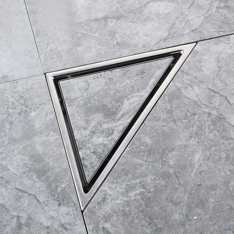 Cross-border bathroom, 304 stainless steel invisible floor drain, tiled anti-odor bathroom, shower room, triangular wall drainage details Picture