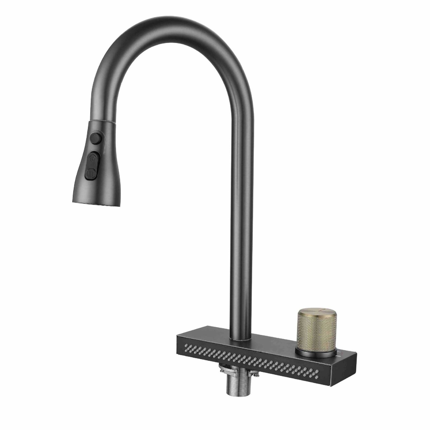 Stainless steel kitchen pull-out faucet, rain waterfall water outlet, kitchen faucet, pull-out sink, cold and hot water faucet Item Picture