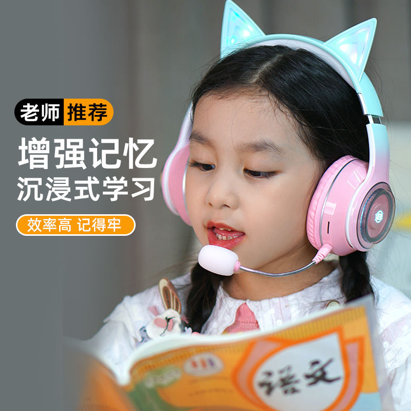 Best-selling in-ear learning headphones, cat ear over-ear headsets, real-time tracking of recitation and karaoke, factory direct sales in stock full figure