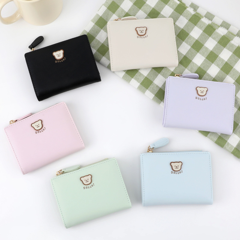 New cute and versatile short wallet for students, a perfect match for the graduation season and summer, a Korean version of the Bear coin purse Specification drawing