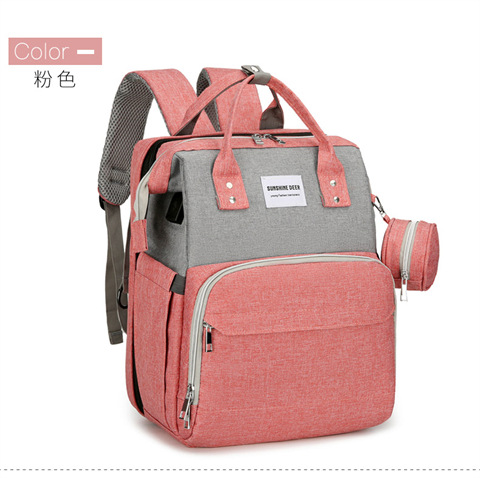 New cross-border exclusive mommy bag, lightweight and large-capacity folding bed, baby bag, diaper bag, foldable Specification drawing