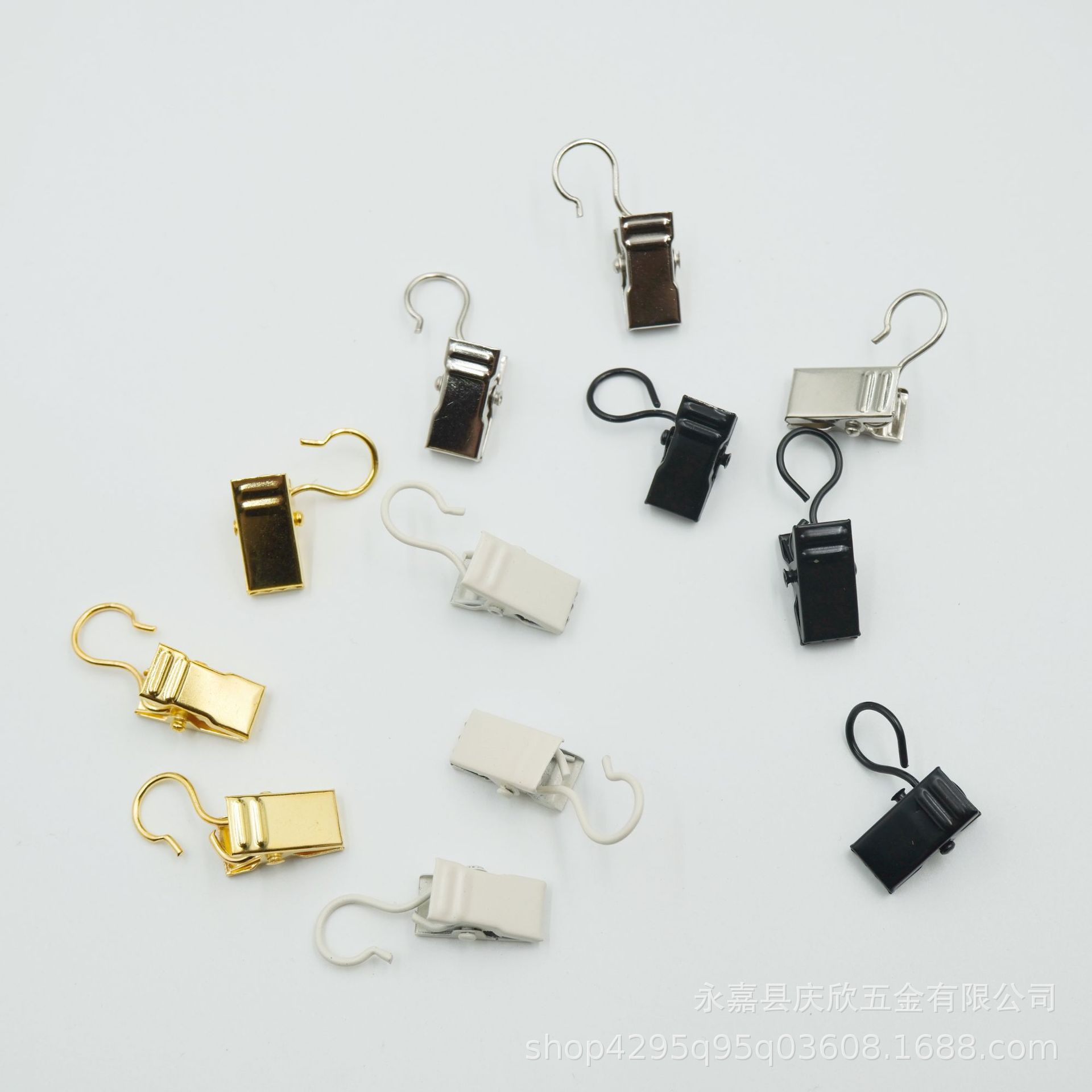 Qingxin metal clip tapestry background cloth clip with ring, open and closed, crocodile clip, curtain buckle, curtain clip Specification drawing