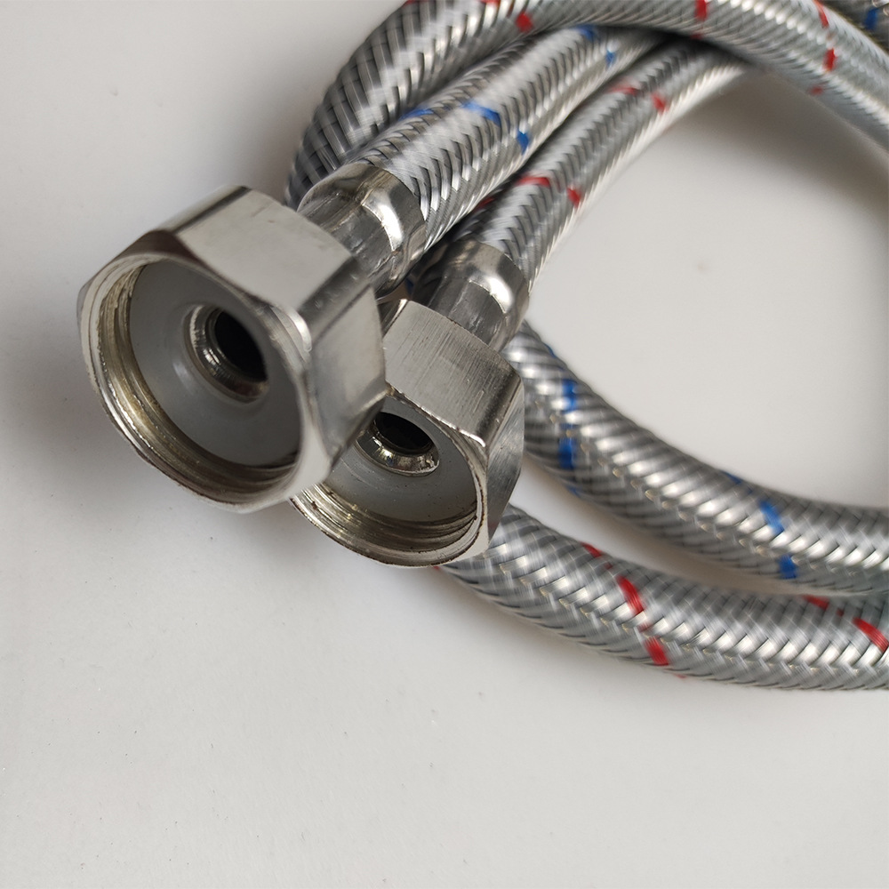 304 stainless steel braided flexible hose, vegetable basin, washbasin, countertop basin, cold and hot water faucet, pointed tip pipe, single-ended steel cap pipe Specification drawing
