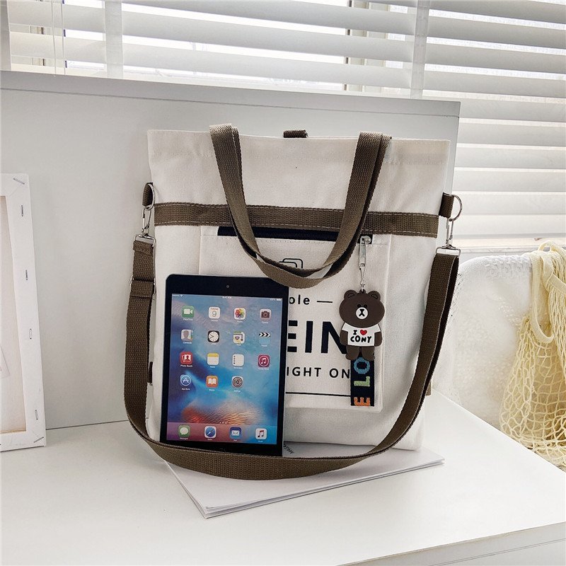 New trendy Korean style ins fashionable and cute large-capacity canvas bag, women's crossbody hand-held cloth bag, student single-shoulder bag Application Scenario