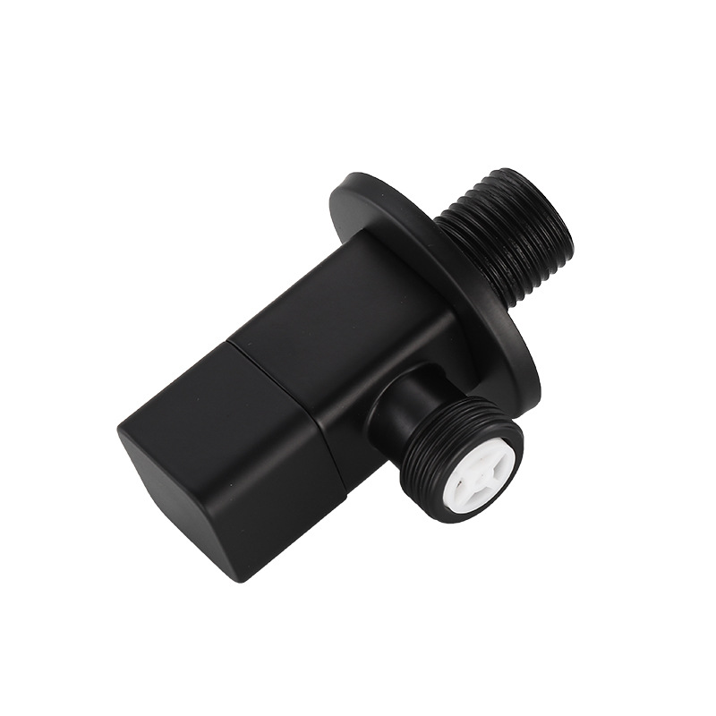 All-copper black cold and hot thickened triangular valve, water stop valve, washbasin, vegetable basin, ceramic basin, toilet brush, square triangular valve Item Picture