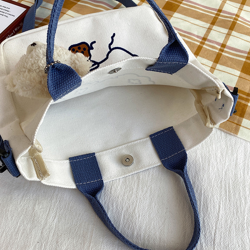Korean ins tote bag, cartoon soft and cute bear canvas single-shoulder bag, Japanese Harajuku chic student crossbody bag for girls Application Scenario