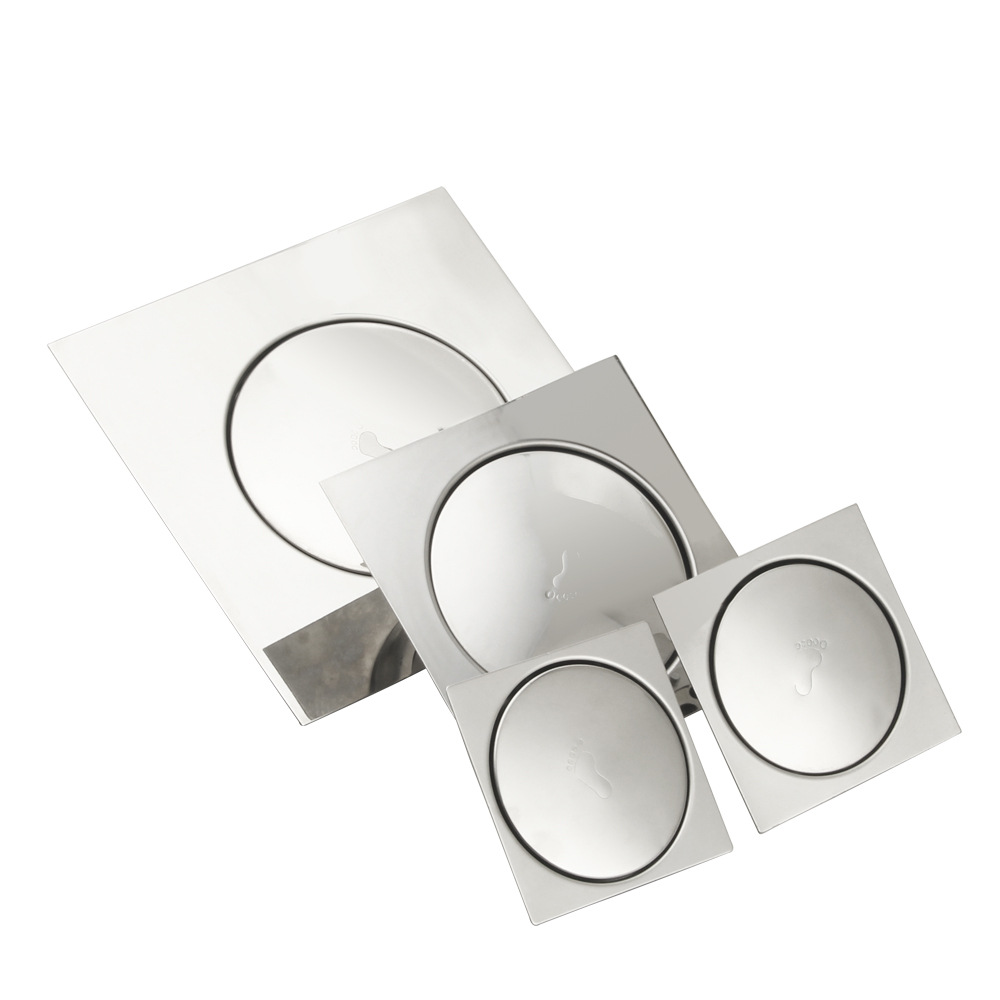 Thickened export large-displacement bouncing floor drain, stainless steel floor drain for hotel shower room, square foot-operated engineering floor drain details Picture