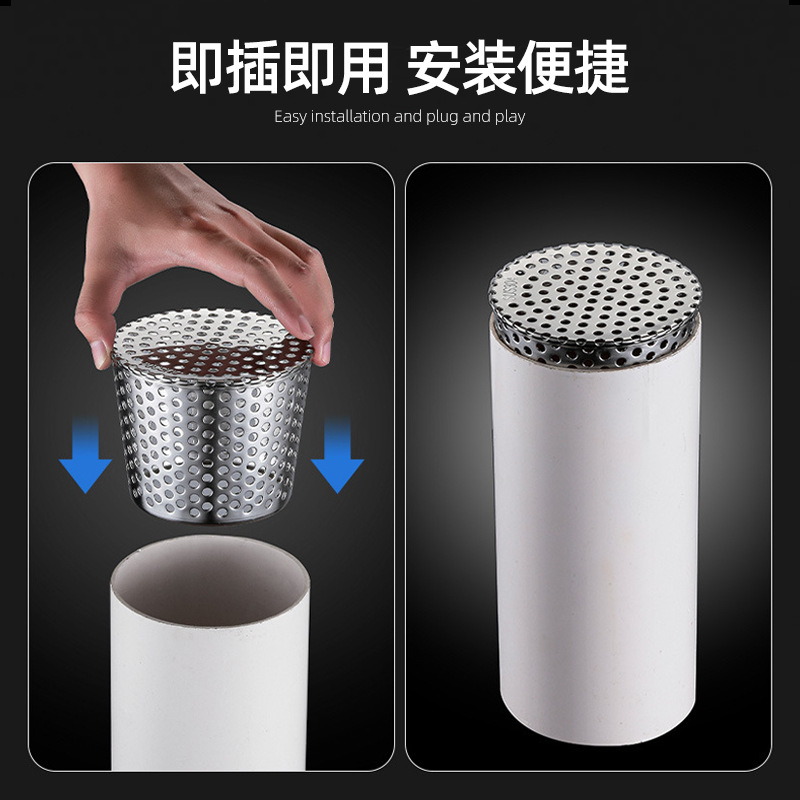 304 stainless steel built-in floor drain anti-clogging filter screen cover, rooftop drainage, corner and side drainage pipe anti-rat filter screen Application Scenario