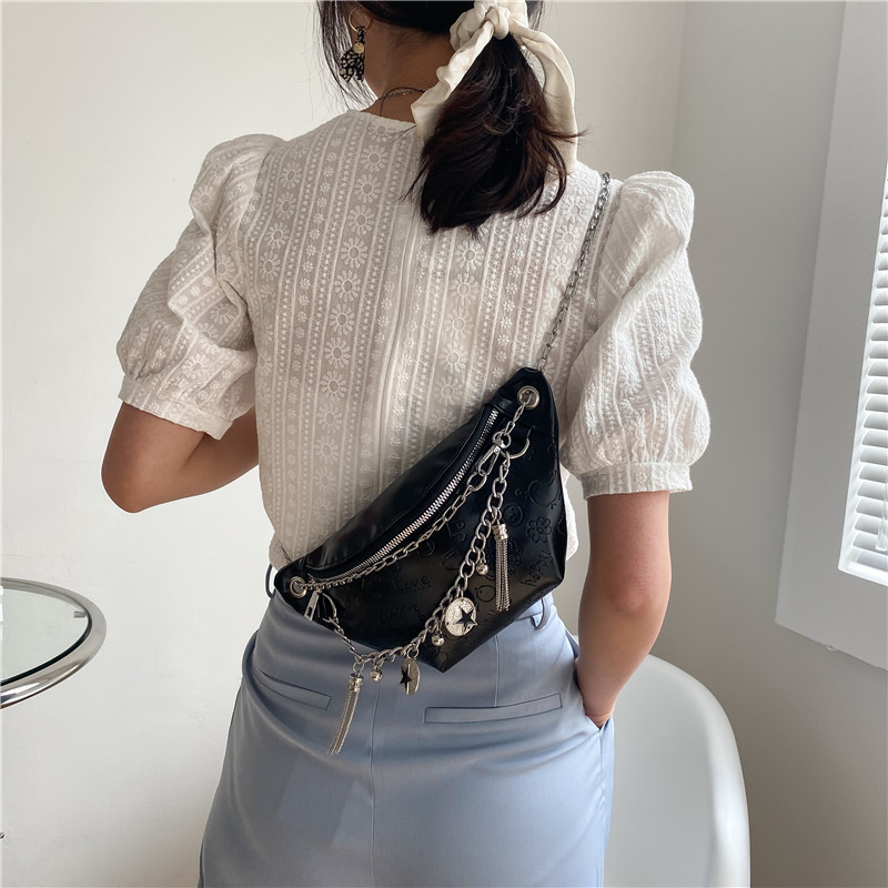 New 2025 trendy and fashionable spring saddle bag with chain solid color single-shoulder crossbody bag for women Specification drawing