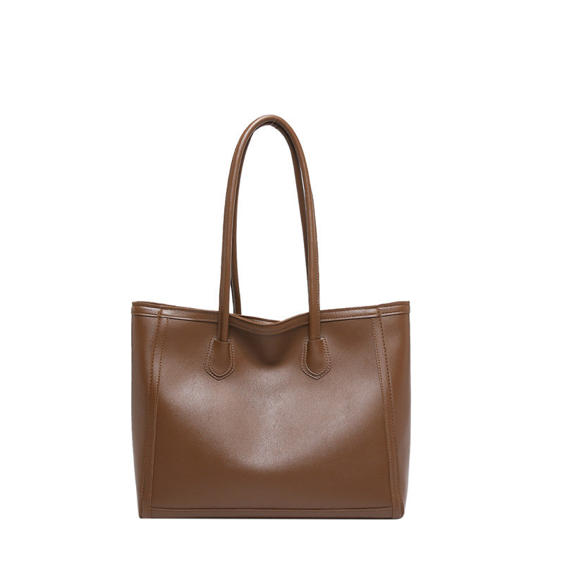 High-end large bag, 2024 new trendy solid color single-shoulder bag, women's large-capacity tote bag, work commuting bag Item Picture
